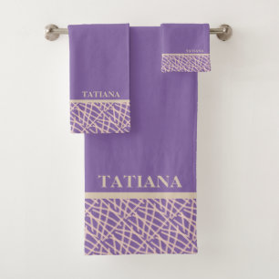 Elegant Lavender Purple Abstract  Bath Towel Set