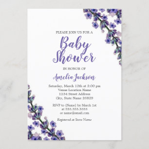 Elegant Lavender Purple Baby Shower Invitation