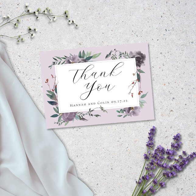 Elegant Lavender Purple Botanical Garden Thank You Card (Creator Uploaded)