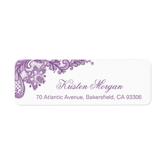 Elegant Lavender Purple Floral Lace Wedding RSVP (Front)