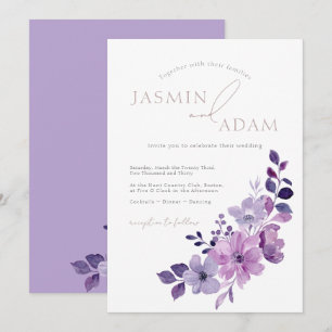 Elegant Lavender Purple Floral Wedding Invitation