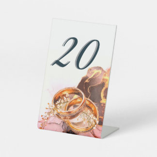 Elegant Lavender Purple Floral Wedding Table Numb Pedestal Sign