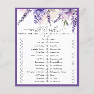 Elegant Lavender Purple Flowers Bridal Shower Game