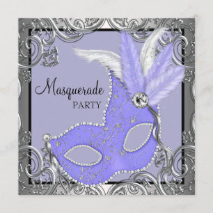 Elegant Lavender Purple Mask Masquerade Party Invitation