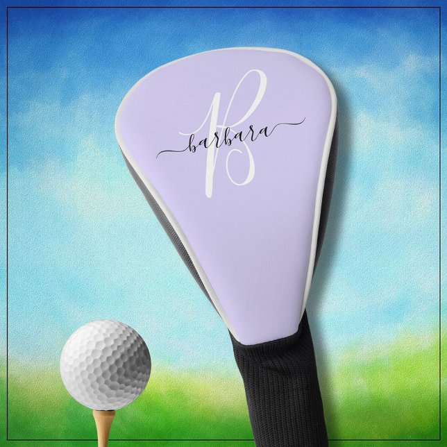 Elegant Lavender Purple Monogram Initial Name * Golf Head Cover (Creator Uploaded)