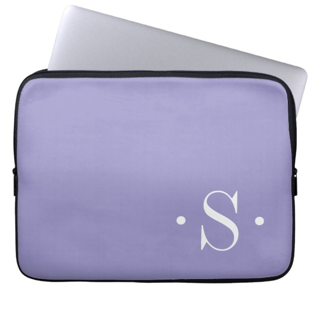 Elegant Lavender Purple Monogram Laptop Sleeve (Front)