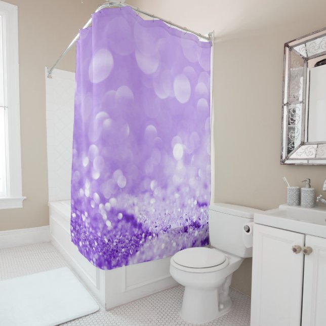 ELEGANT LAVENDER PURPLE PATTERNED  SHOWER CURTAIN (In Situ)