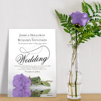 Elegant Lavender Purple Rose Classy Script Wedding