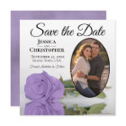 Elegant Lavender Purple Rose & Oval Photo Wedding