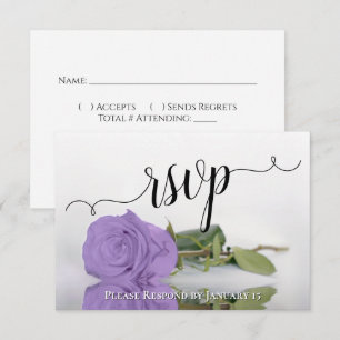 Elegant Lavender Purple Rose Reflections Wedding RSVP Card