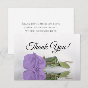 Elegant Lavender Purple Rose Simple Wedding Thank You Card