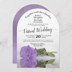 Elegant Lavender Purple Rose Virtual Wedding Invitation