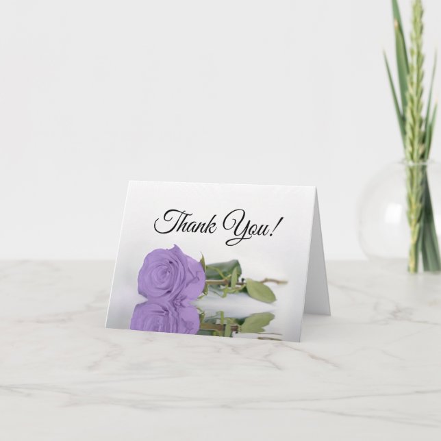 Elegant Lavender Purple Rose Wedding Photo Inside Thank You Card (Front)