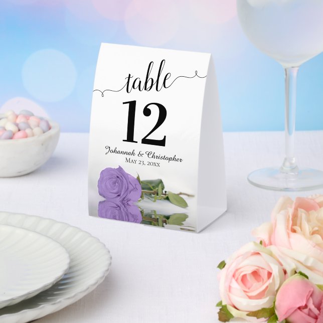 Elegant Lavender Purple Rose Wedding Table Number (Insitu(Wedding))