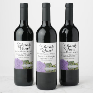 Elegant Lavender Purple Rose Wedding Thank You Wine Label