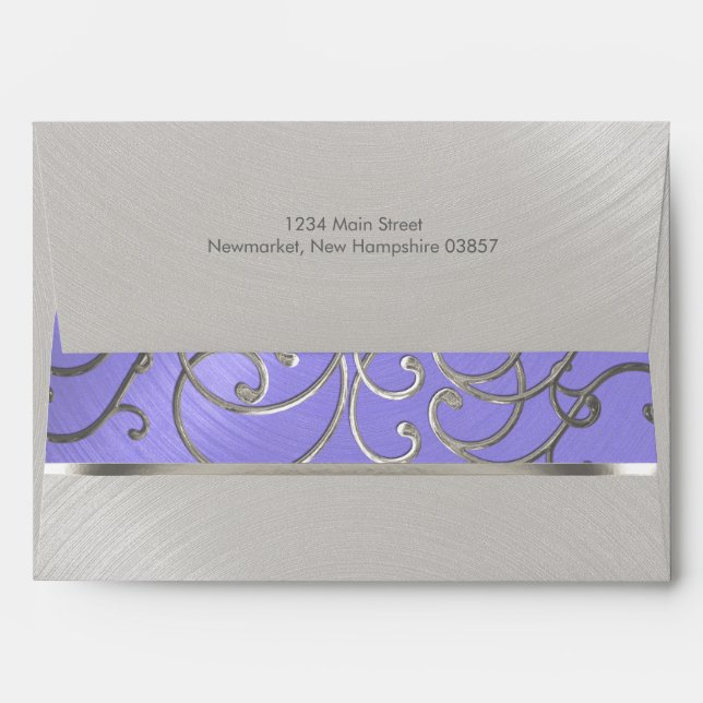 Elegant Lavender Purple Silver Filigre Envelopes (Back (Top Flap))