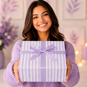 Elegant Lavender Purple Watercolor Stripes Wrapping Paper