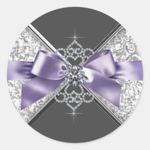 Elegant Lavender Purple White Diamonds Sticker