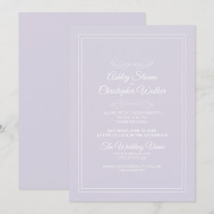 Elegant Lavender Purple White Wedding Invitation