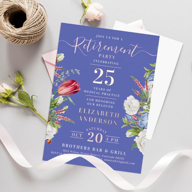 Elegant Lavender Retirement Floral Foil Invitation (Creator Uploaded)