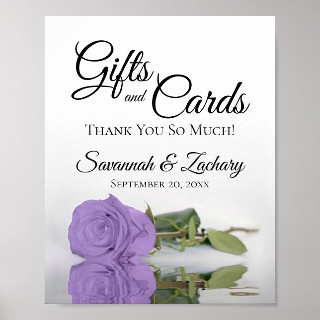 Elegant Lavender Rose Gifts & Cards Wedding Sign (Front)