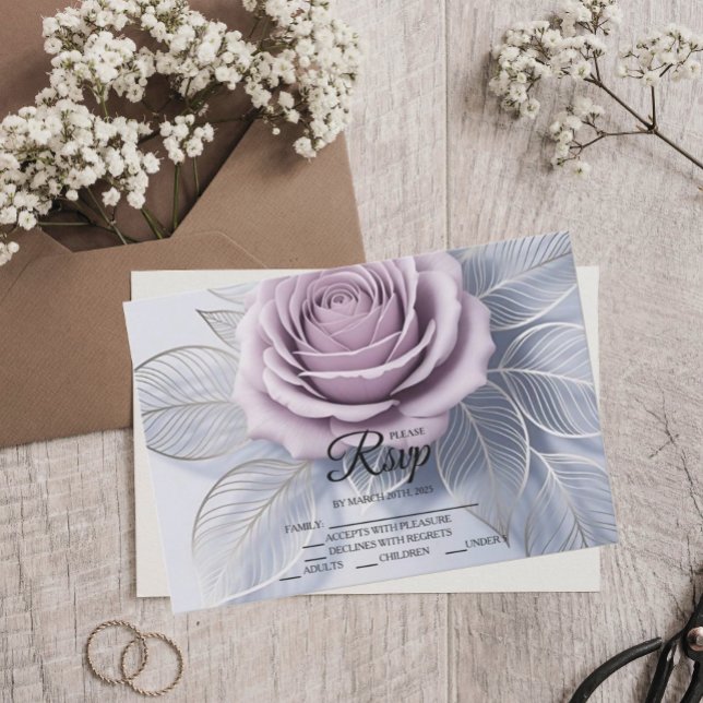 Elegant Lavender Rose Wedding RSVP Cards (Creator Uploaded)