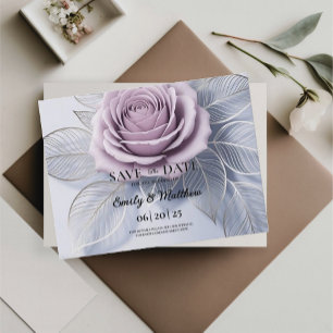 Elegant Lavender Rose Wedding Save The Date Announcement Postcard