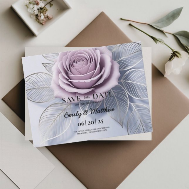 Elegant Lavender Rose Wedding Save The Date Announcement Postcard (Creator Uploaded)