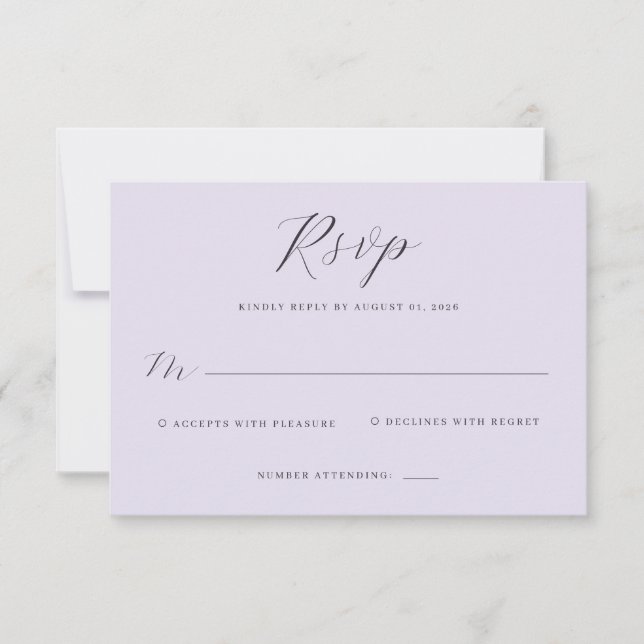 Elegant Lavender RSVP Card (Front)
