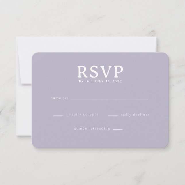 Elegant Lavender RSVP Card (Front)