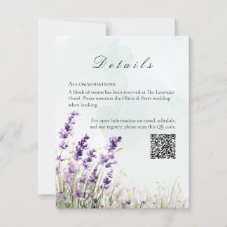 Elegant Lavender & Sage Green Wedding Details Card