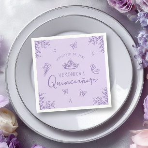 Elegant Lavender Scribble Quinceanera Napkin