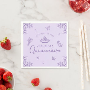 Elegant Lavender Scribble Quinceanera Napkin