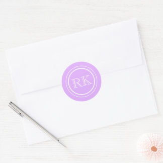 Elegant Lavender Script Professional Monogram Classic Round Sticker