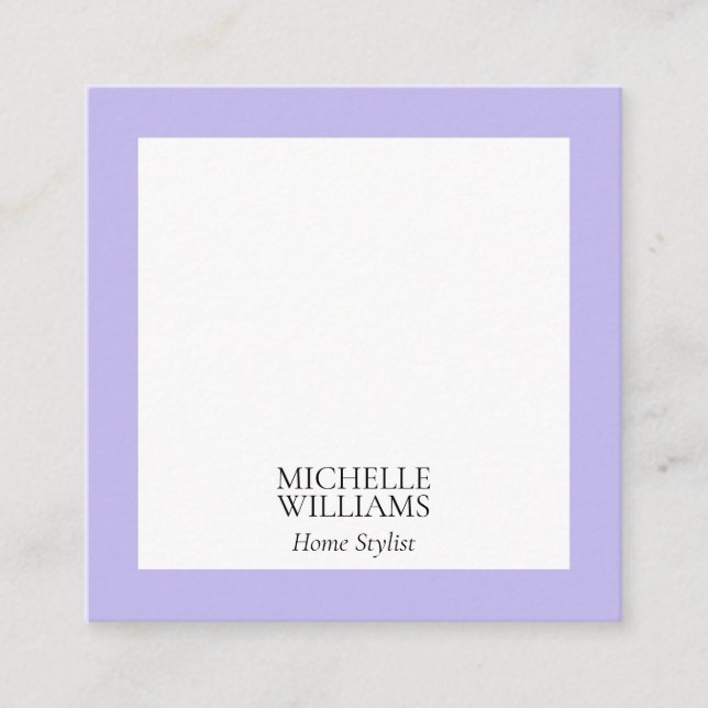 Elegant Lavender Square Business Cards (Front)