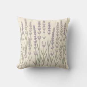 Elegant Lavender Stalks Soft Purple Botanical Cushion