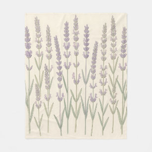 Elegant Lavender Stalks Soft Purple Botanical Fleece Blanket