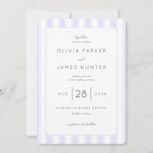 Elegant Lavender Stripes Wedding Invitation