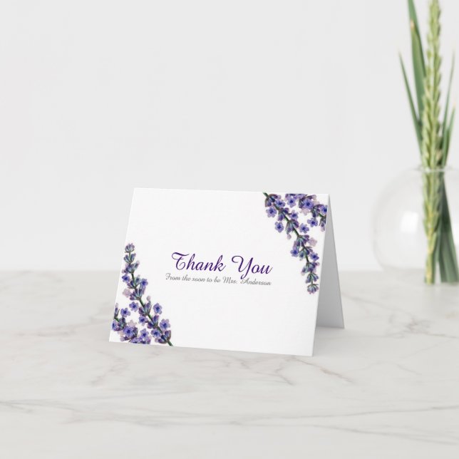 Elegant Lavender Thank You Card (Front)