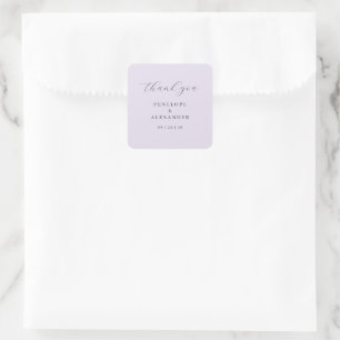 Elegant Lavender Thank You Card Square Sticker