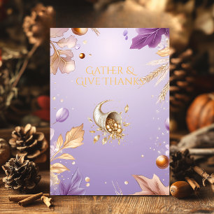 Elegant Lavender Thanksgiving with Cornucopia Invitation