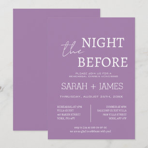 Elegant Lavender the Night Before Dinner Wedding Invitation