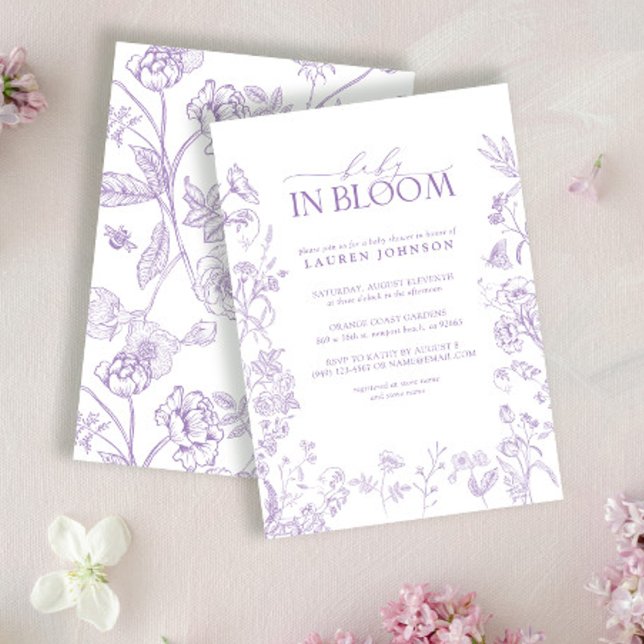 Elegant Lavender Victorian Floral Baby In Bloom Invitation (Creator Uploaded)