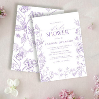Elegant Lavender Victorian Floral Baby Shower Invitation