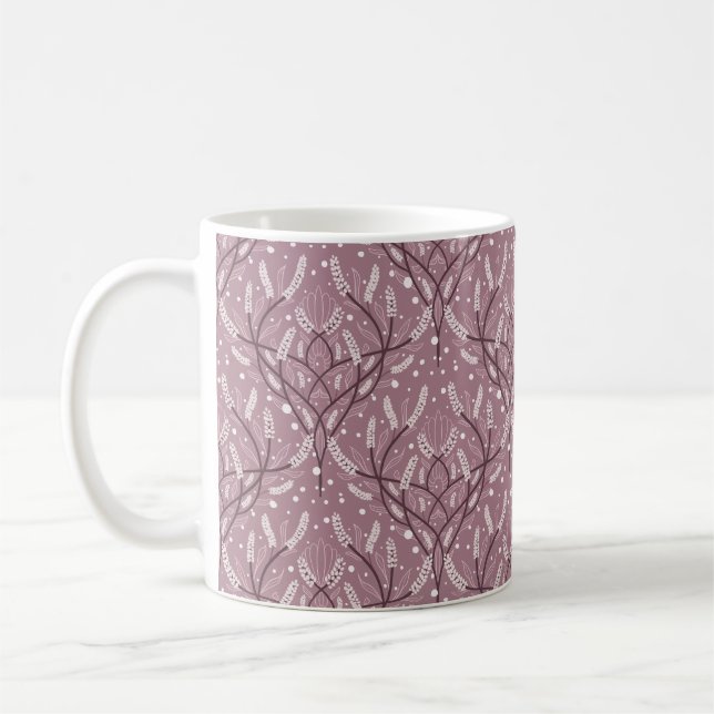 Elegant Lavender Vine Floral Pattern Coffee Mug (Left)