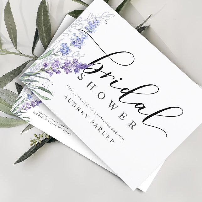 Elegant Lavender Watercolor Bridal Shower Invitation Postcard (Creator Uploaded)