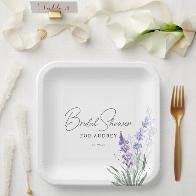 Elegant Lavender Watercolor Bridal Shower Paper Plate (Wedding)