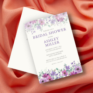 Elegant Lavender Watercolor Floral Bridal Shower Invitation