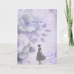 Elegant Lavender Watercolor Lady Birthday Card