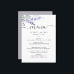 Elegant Lavender Watercolor Wedding Menu<br><div class="desc">Elegant and rustic watercolor purple and blue lavender with classic and script typography.</div>